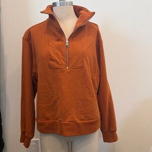 Everlane Track Half-Zip Sweatshirt Size Medium Color Burnt Orange